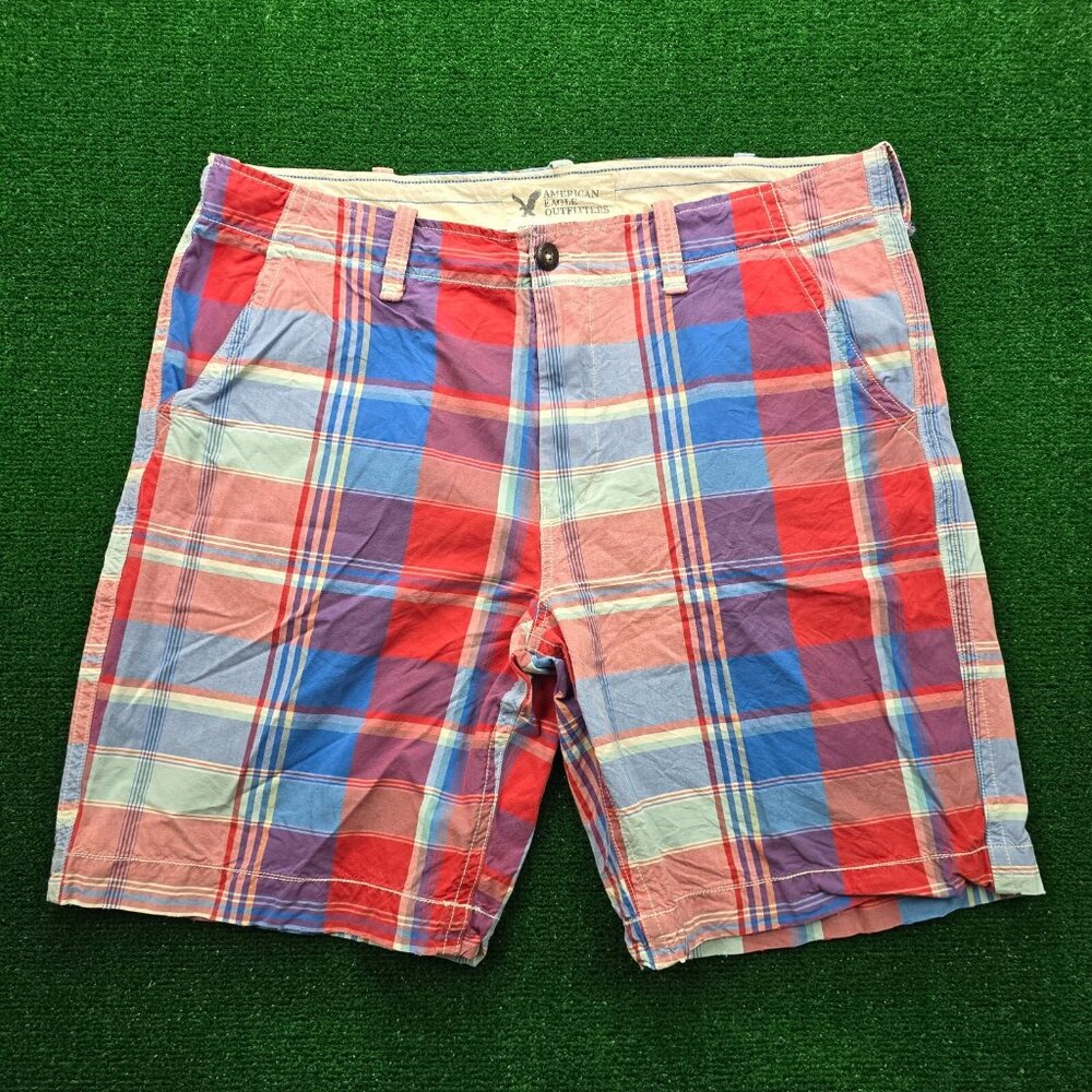 American Eagle Outfitters Red & Blue Plaid Men’s Shorts